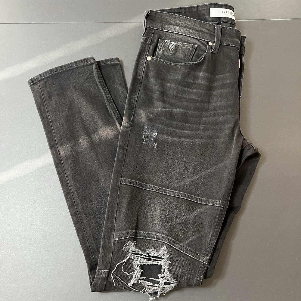 Guess Jeans Men's 31x32‎ Slim Tapered Distressed Black Grunge Modern Designer